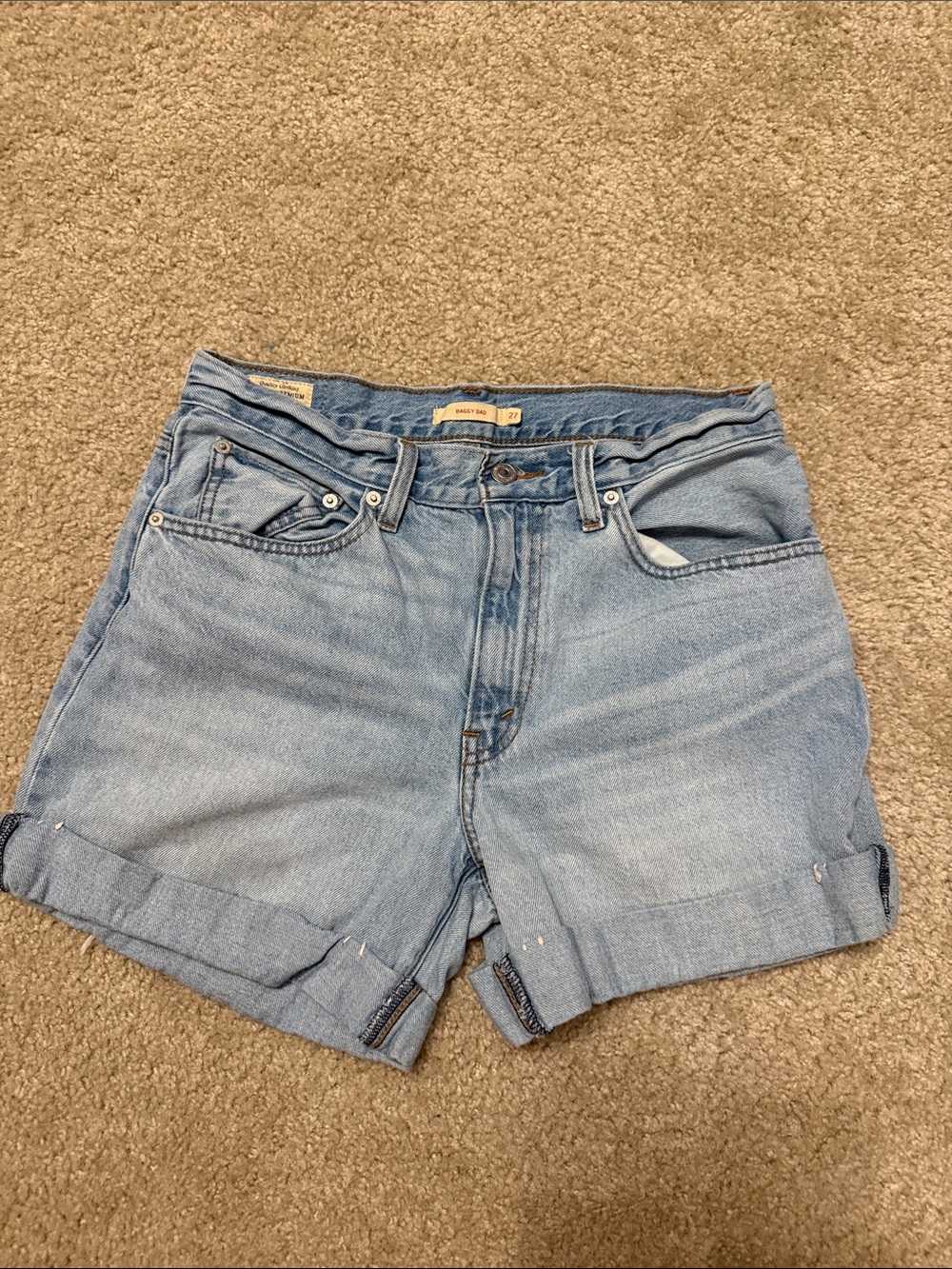 Levi's Light Blue Rolled-Hem Denim Shorts